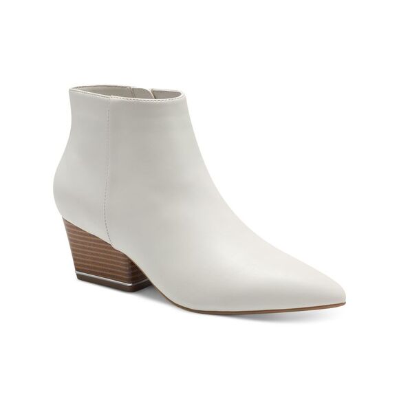 ALFANI Womens Ivory Cushioned Armena Pointed Toe Block Heel Zip-Up Booties 6 M - Picture 1 of 4